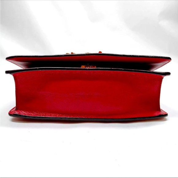 Authentic limited Edition GUCCI Red Leather Web Peony Eye Chain Shoulder Bag - Picture 10 of 17